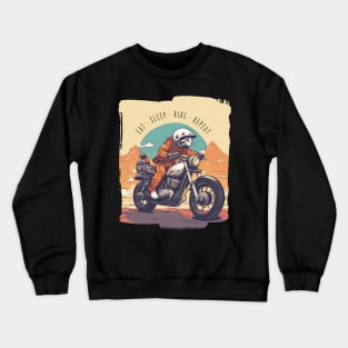 Eat Sleep Ride Repeat | Rider cat | Kawaii art Crewneck Sweatshirt